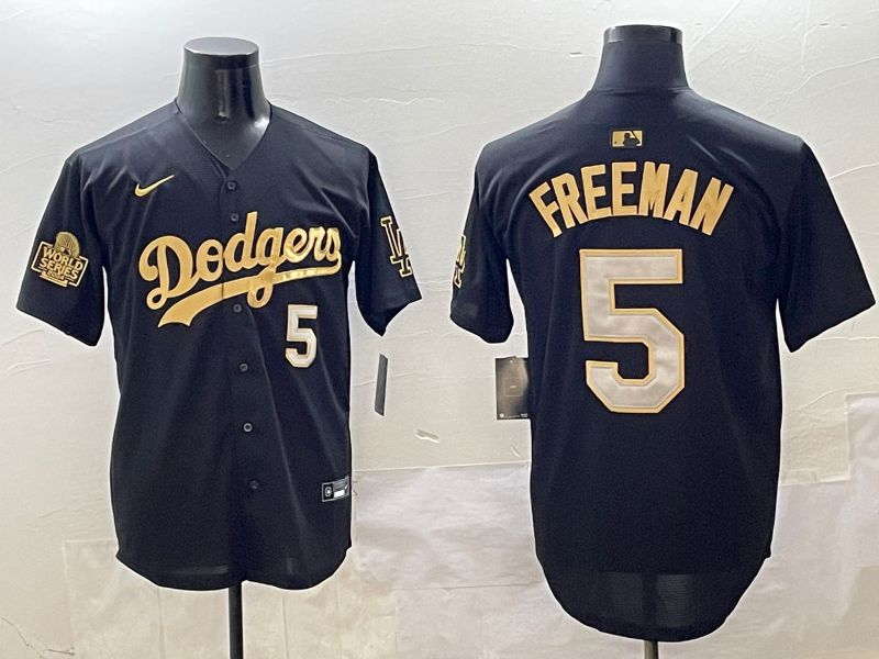 Men Los Angeles Dodgers #5 Freeman Black Gold Nike 2025 MLB Jersey style 4256->los angeles dodgers->MLB Jersey